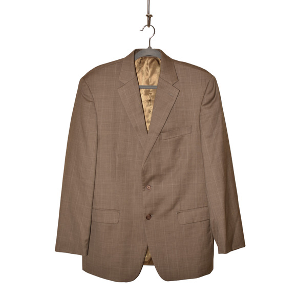 LAUREN RALPH LAUREN $295 Brown Check Wool Blazer Sport Coat Two Button Men's 40R - Picture 1 of 6